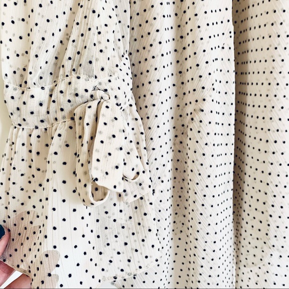 HOSS INTROPIA (ANTHROPOLOGIE) Cream w/ black polka dots Chiffon 2-Layer Blouse - Picture 4 of 12